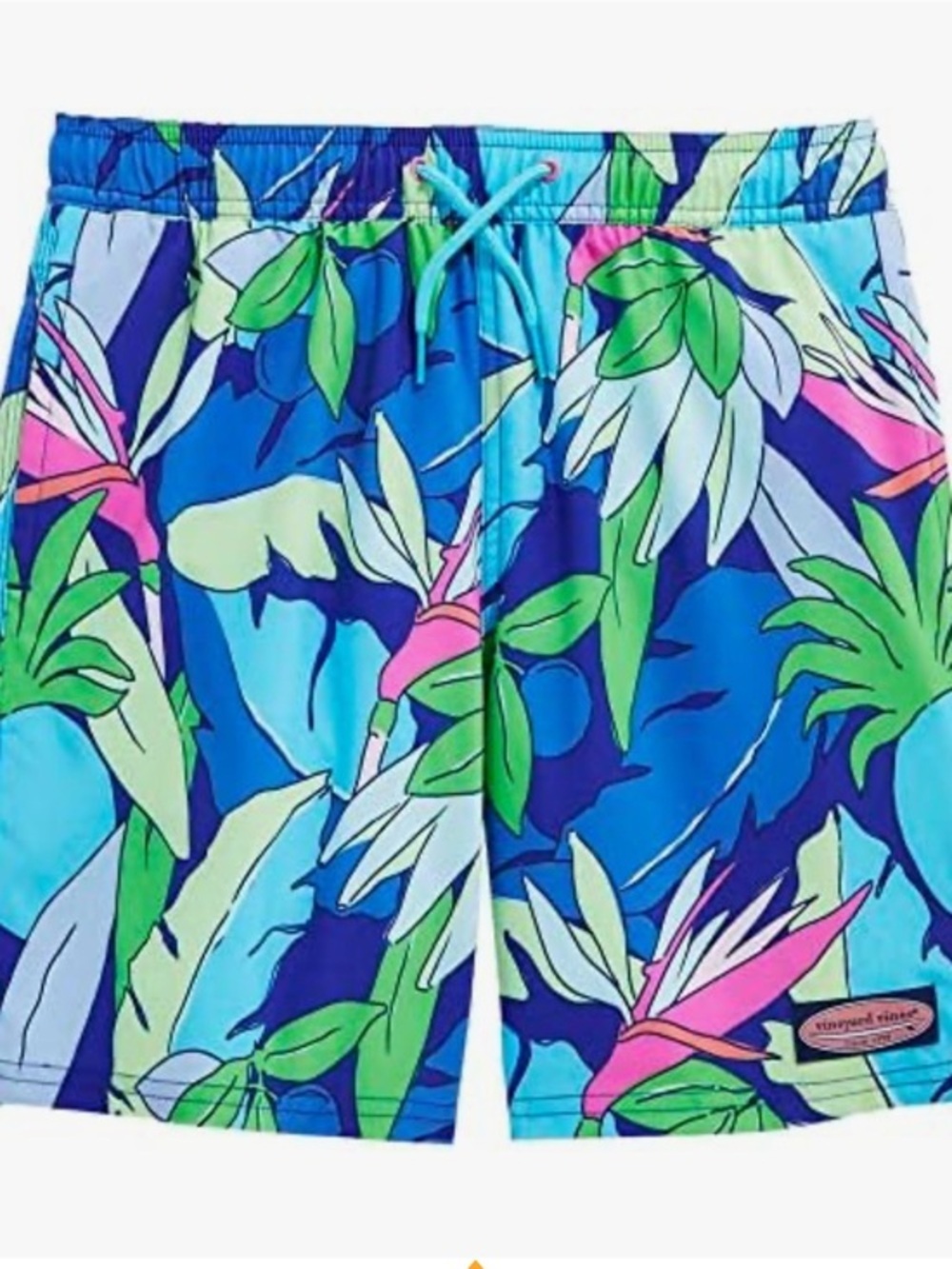 Vineyard Vines Chappy Tropical Floral Swim Shorts - Blue, Green & Pink